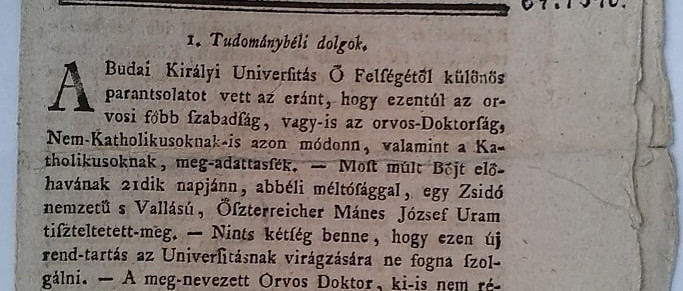 A hét műtárgya: Tudománybéli dolgok 1782-ből a Magyar Hírmondóban